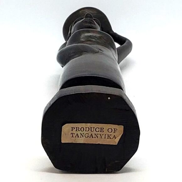 Tanganyika African Carved Wood Tribal Woman & Jug - Picture 5 of 11